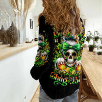 Rose Skull Women Casual Shirt No Matter How Much I Try To Be Fucking Nice - Wonder Print Shop