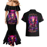 Rose Skull Couples Matching Mermaid Dress and Hawaiian Shirt No Matter How Much I Try To Be Fucking Nice - Wonder Print Shop