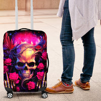 Rose Skull Luggage Cover No Matter How Much I Try To Be Fucking Nice - Wonder Print Shop