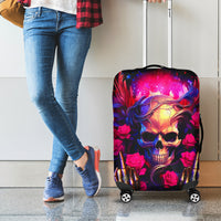 Rose Skull Luggage Cover No Matter How Much I Try To Be Fucking Nice - Wonder Print Shop
