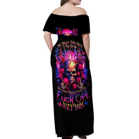 Rose Skull Off Shoulder Maxi Dress No Matter How Much I Try To Be Fucking Nice - Wonder Print Shop