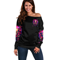 Rose Skull Off Shoulder Sweater No Matter How Much I Try To Be Fucking Nice - Wonder Print Shop