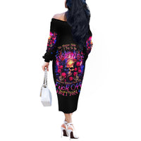 Rose Skull Off The Shoulder Long Sleeve Dress No Matter How Much I Try To Be Fucking Nice - Wonder Print Shop