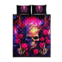 Rose Skull Quilt Bed Set No Matter How Much I Try To Be Fucking Nice - Wonder Print Shop