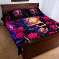 Rose Skull Quilt Bed Set No Matter How Much I Try To Be Fucking Nice - Wonder Print Shop