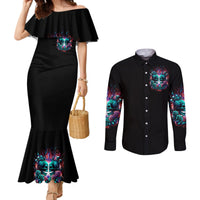 Twin Skull Couples Matching Mermaid Dress and Long Sleeve Button Shirt Don't Try Figure Me out I'm A Special Kind Of Twisted