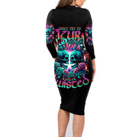 Twin Skull Family Matching Long Sleeve Bodycon Dress and Hawaiian Shirt Don't Try Figure Me out I'm A Special Kind Of Twisted - Wonder Print Shop