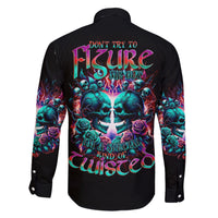 Twin Skull Family Matching Short Sleeve Bodycon Dress and Hawaiian Shirt Don't Try Figure Me out I'm A Special Kind Of Twisted - Wonder Print Shop