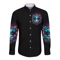 Twin Skull Long Sleeve Button Shirt Don't Try Figure Me out I'm A Special Kind Of Twisted - Wonder Print Shop