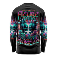 Twin Skull Long Sleeve Shirt Don't Try Figure Me out I'm A Special Kind Of Twisted - Wonder Print Shop