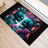 Twin Skull Rubber Doormat Don't Try Figure Me out I'm A Special Kind Of Twisted - Wonder Print Shop