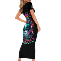 Twin Skull Short Sleeve Bodycon Dress Don't Try Figure Me out I'm A Special Kind Of Twisted - Wonder Print Shop