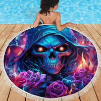 Flame Skull Beach Blanket While You Are Talking Behind My Back Freel Free To Bend Down And Kiss My Ass - Wonder Print Shop