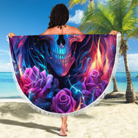 Flame Skull Beach Blanket While You Are Talking Behind My Back Freel Free To Bend Down And Kiss My Ass - Wonder Print Shop
