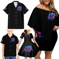 Flame Skull Family Matching Off Shoulder Short Dress and Hawaiian Shirt While You Are Talking Behind My Back Freel Free To Bend Down And Kiss My Ass - Wonder Print Shop