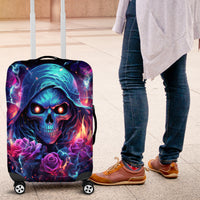 Flame Skull Luggage Cover While You Are Talking Behind My Back Freel Free To Bend Down And Kiss My Ass - Wonder Print Shop