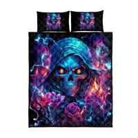 Flame Skull Quilt Bed Set While You Are Talking Behind My Back Freel Free To Bend Down And Kiss My Ass - Wonder Print Shop