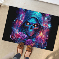 Flame Skull Rubber Doormat While You Are Talking Behind My Back Freel Free To Bend Down And Kiss My Ass - Wonder Print Shop