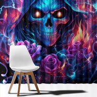 Flame Skull Window Curtain While You Are Talking Behind My Back Freel Free To Bend Down And Kiss My Ass - Wonder Print Shop