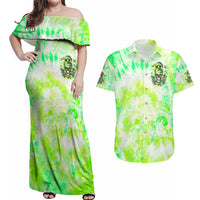 Irish Skull Couples Matching Off Shoulder Maxi Dress and Hawaiian Shirt Drink Up Bitch - Wonder Print Shop