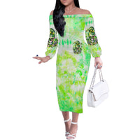 Irish Skull Family Matching Off Shoulder Long Sleeve Dress and Hawaiian Shirt Drink Up Bitch - Wonder Print Shop