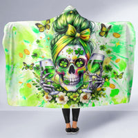 Irish Skull Hooded Blanket Drink Up Bitch