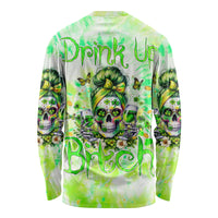 Irish Skull Long Sleeve Shirt Drink Up Bitch - Wonder Print Shop