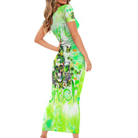 Irish Skull Short Sleeve Bodycon Dress Drink Up Bitch - Wonder Print Shop