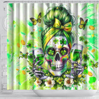 Irish Skull Shower Curtain Drink Up Bitch
