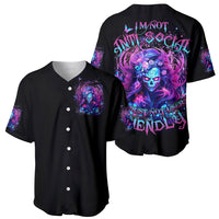 Lady Skull Baseball Jersey I'm Not Anti Social I'm Just Not User Friendly - Wonder Print Shop
