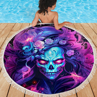 Lady Skull Beach Blanket I'm Not Anti Social I'm Just Not User Friendly - Wonder Print Shop
