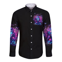 Lady Skull Long Sleeve Button Shirt I'm Not Anti Social I'm Just Not User Friendly - Wonder Print Shop