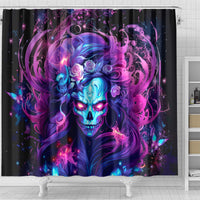 Lady Skull Shower Curtain I'm Not Anti Social I'm Just Not User Friendly