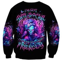 Lady Skull Sweatshirt I'm Not Anti Social I'm Just Not User Friendly - Wonder Print Shop