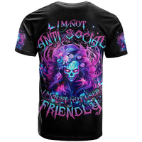 Lady Skull T Shirt I'm Not Anti Social I'm Just Not User Friendly - Wonder Print Shop