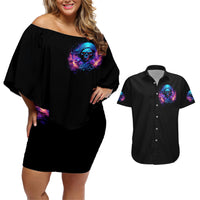 Flame Skull Couples Matching Off Shoulder Short Dress and Hawaiian Shirt Its Not How Crazy I Am But How Much I enjoy It That Makes Me Dangeous - Wonder Print Shop
