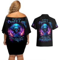 Flame Skull Couples Matching Off Shoulder Short Dress and Hawaiian Shirt Its Not How Crazy I Am But How Much I enjoy It That Makes Me Dangeous - Wonder Print Shop