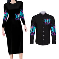 Fairy Skull Couples Matching Long Sleeve Bodycon Dress and Long Sleeve Button Shirt In My Next Life I Want To Be The Karme Fairy - Wonder Print Shop