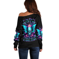 Fairy Skull Off Shoulder Sweater In My Next Life I Want To Be The Karme Fairy - Wonder Print Shop