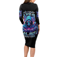 Reaper Skull Long Sleeve Bodycon Dress When I Was Born The Devil Said Oh Shit Competition - Wonder Print Shop