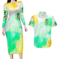 Irish Skull Couples Matching Long Sleeve Bodycon Dress and Hawaiian Shirt Oho Lucky Mama - Wonder Print Shop