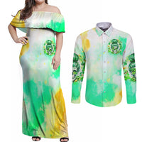 Irish Skull Couples Matching Off Shoulder Maxi Dress and Long Sleeve Button Shirt Oho Lucky Mama - Wonder Print Shop
