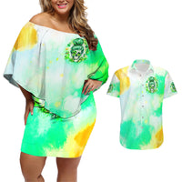 Irish Skull Couples Matching Off Shoulder Short Dress and Hawaiian Shirt Oho Lucky Mama - Wonder Print Shop