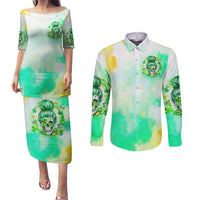 Irish Skull Couples Matching Puletasi and Long Sleeve Button Shirt Oho Lucky Mama - Wonder Print Shop