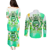 Irish Skull Couples Matching Puletasi and Long Sleeve Button Shirt Oho Lucky Mama - Wonder Print Shop