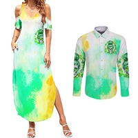 Irish Skull Couples Matching Summer Maxi Dress and Long Sleeve Button Shirt Oho Lucky Mama - Wonder Print Shop