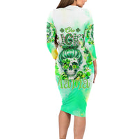 Irish Skull Long Sleeve Bodycon Dress Oho Lucky Mama - Wonder Print Shop
