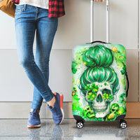 Irish Skull Luggage Cover Oho Lucky Mama - Wonder Print Shop