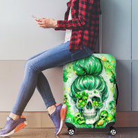Irish Skull Luggage Cover Oho Lucky Mama - Wonder Print Shop