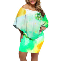 Irish Skull Off Shoulder Short Dress Oho Lucky Mama - Wonder Print Shop